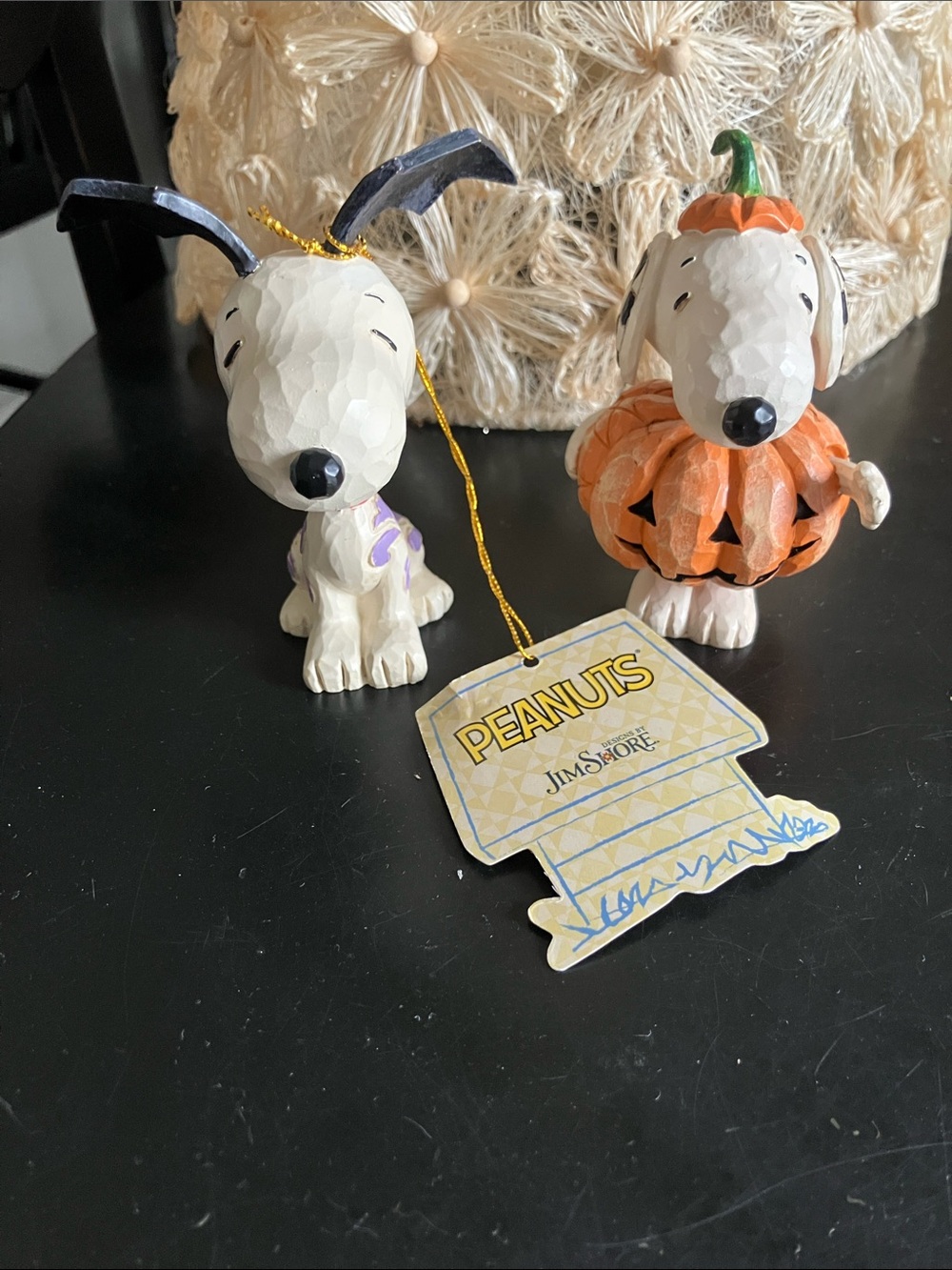 Jim Shore Peanuts Snoopy Halloween Pair - White, Orange & Black